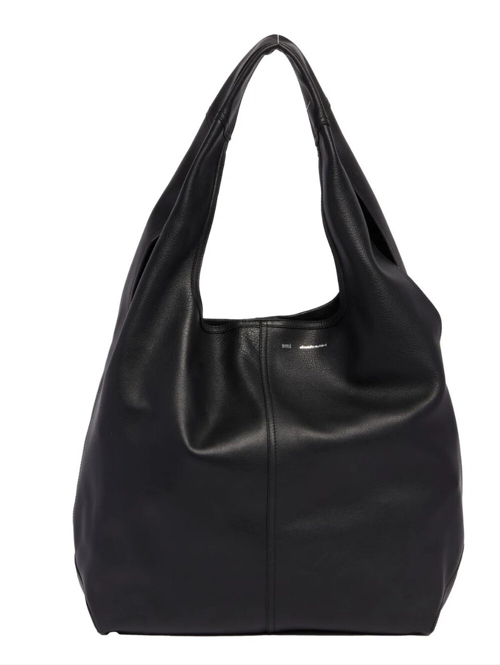 AMI Paris Etienne Black Leather Oversized Hobo Shoulder Bag